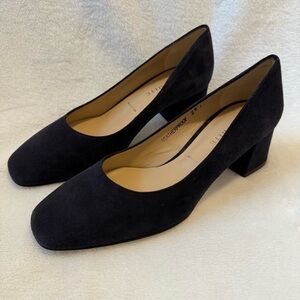 Ron White Navy Suede Leather Lucille Pump Kitten Heels